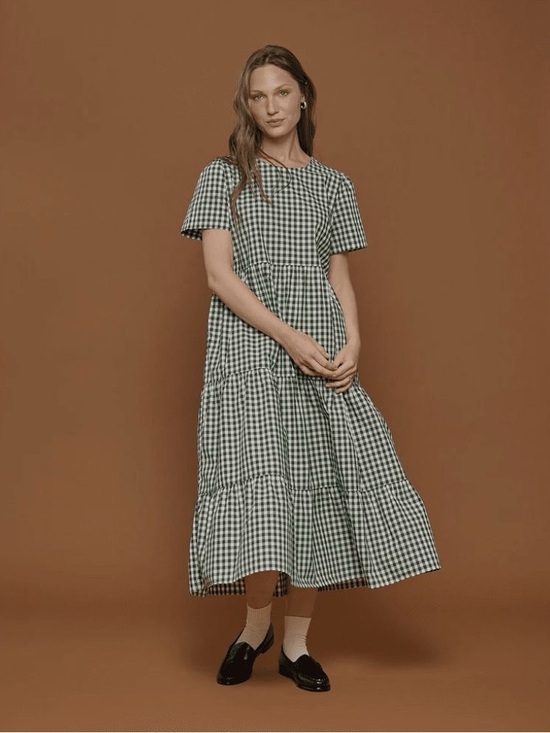 Tradlands Dresses & Skirts - Tradlands Green Polka Dot Tiered Midi Dress